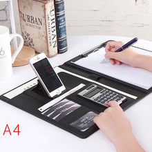 Load image into Gallery viewer, A4 PU Leather Folder Padfolio job executive Multi-function Office Organizer Planner Notebook School Office Folder for Documents